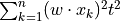 {\sum_{k=1}^n (w \cdot x_k)^2 t^2}
